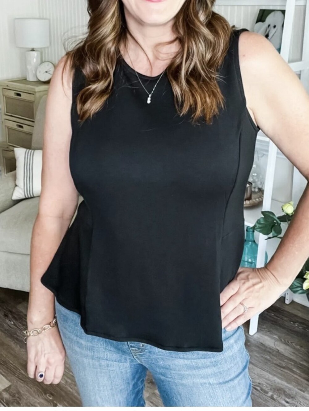 SPANX Navy Blue Ponte Peplum Tank Top -Sz.XL